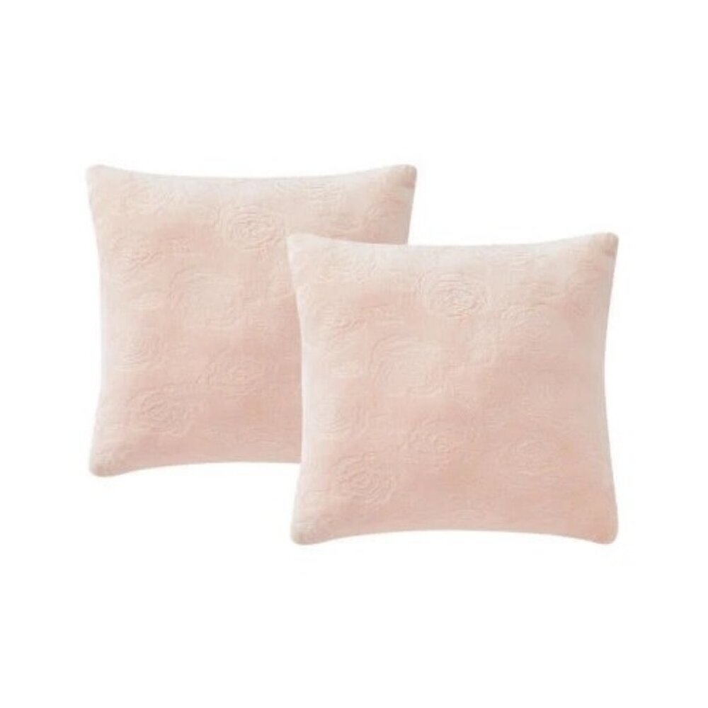 Infinity Home 18" Square Textured Decorative Set of 2 Pillow Blush Pink Defected